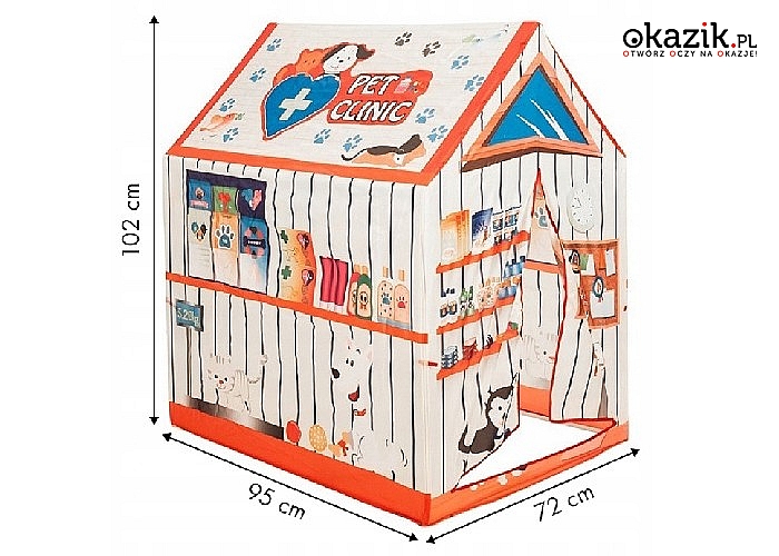 Namiot dla dzieci z fantazyjnym nadrukiem! Motyw kliniki dla zwierzaków!