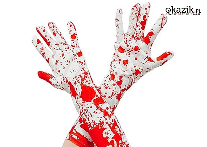 Halloweenowe zakrwawione rękawiczki! Długie, z elastycznego materiału