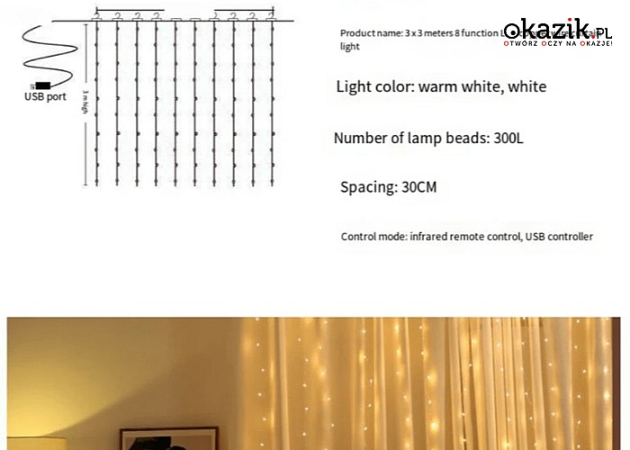Lampki wprawiają w świąteczny klimat. Załóż kurtynę Led, która rozświetli Twoje okna!