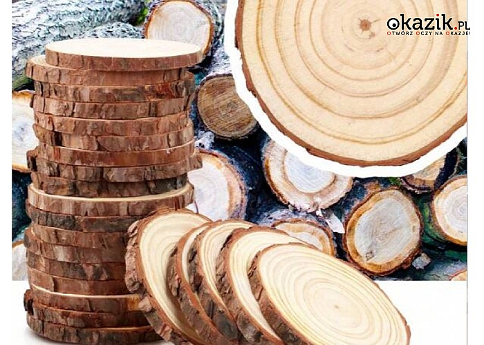 Zrób własne dekoracje! Plastry drewna są nie tylko piękne, ale również praktyczne i trwałe.