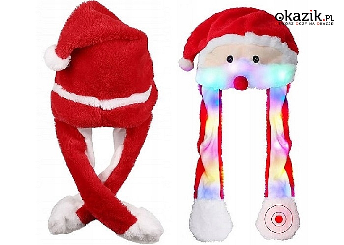 Świecąca czapka Świętego Mikołaja! Bardzo fajny i zabawny gadżet świąteczny!