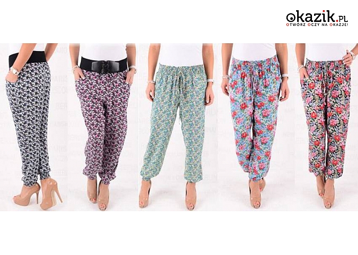 Kwieciste alladynki! Luźne, przewiewne, na gumce. Sześć ciekawych wzorów do wyboru! (30 zł!)