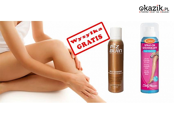 Piękne nogi! Kosmetyki do wyboru: depilator do nóg w sprayu Sally Hansen lub samoopalacz do nóg w sprayu Piz Buin Spray! Przygotuj swoje ciało na nadchodzące lato! (Od 28 zł)