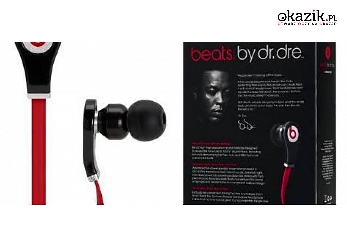 KULTOWE, NIEPLĄCZĄCE SIĘ SŁUCHAWKI MONSTER BEATS by DR. DRE TOUR z funkcją ControlTalk. PRZESYŁKA W CENIE KUPONU! (125 zł!)