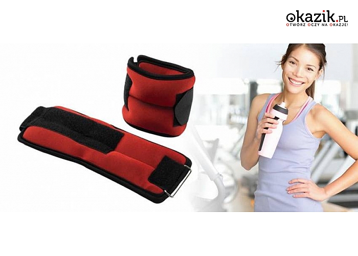 Obciążniki na nadgarstki ENERGETIC BODY! Zapinane na rzep! Do wyboru: 1 kg (2 x 0,5kg) lub 2 kg (2 x 1 kg)! Zastosowanie obciążników pomaga kształtować mięśnie ramion, barków, klatki piersiowej, łydek oraz ud!