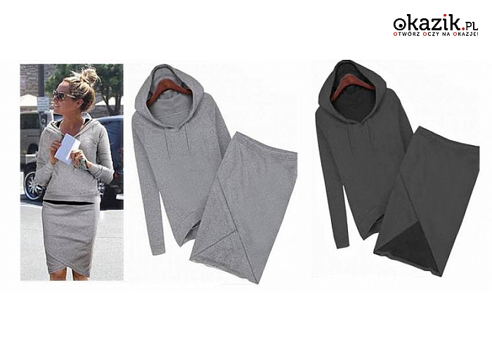 DRESOWY DAMSKI KOMPLET (BLUZA + SPÓDNICZKA). 2 kolory. Twoja jesienna stylizacja (39 zł)