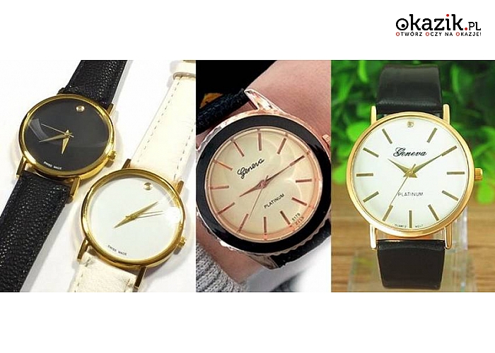 ELEGANCKIE DAMSKIE ZEGARKI na KAŻDĄ OKAZJĘ. Skórzany pasek. 3 modele do wyboru i kilka kolorów. (Od 17,50 zł)