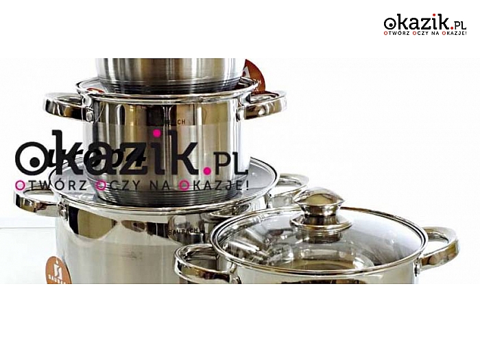  Zestaw 4 garnków indukcyjnych Saubach SB 2292 + pokrywki! Ze stali szlachetnej chromowo- niklowej! Nierdzewne! Praktycznie niezniszczalne! Łatwe w czyszczeniu! Powłoka o działaniu bakteriobójczym! 7-warstwowe indukcyjne dno! ( 128 zł)