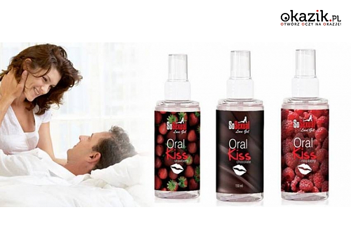 SPRAY ORALNY do uprzyjemnienia oralnych pieszczot. Pojemność 150 ml. 3 smaki do wyboru: malinowy, czekoladowy lub truskawkowy! (39 zł)
