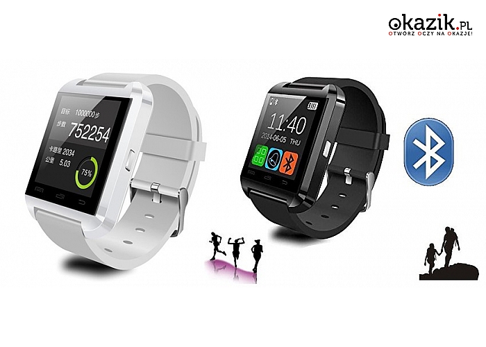 Smartwatch U8! Inteligentny zegarek, kompatybilny z system Android oraz iOS. Polskie menu. Dwa kolory do wyboru. Pomysł na prezent! (79 zł)