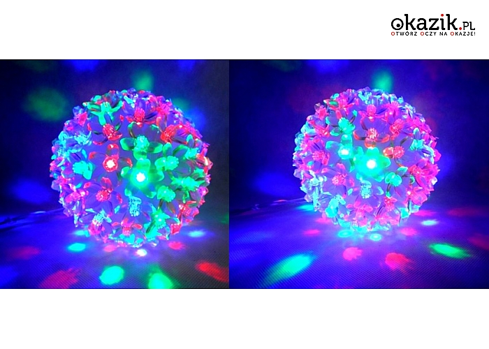 Kula dekoracyjna RGB! 50, 100 lub 200 LED! Efektowny kwiatowy wzór! Świąteczna atmosfera w twoim domu! Jako lampka nocna i ozdoba! Zewnętrzna lub wewnętrzna! Niski pobór energii! Wysyłka w cenie kuponu!