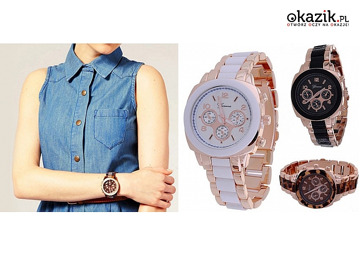 Eleganckie ZEGARKI DAMSKIE Geneva Elegant. 3 warianty kolorystyczne. Połączenie zalet praktycznego dodatku i gustownej biżuterii. Blogerski must have!