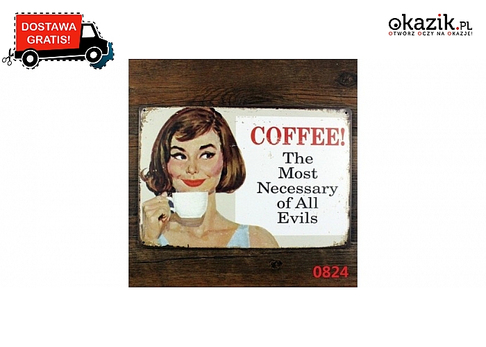 Metalowy poster "Coffee" idealny do kuchni,