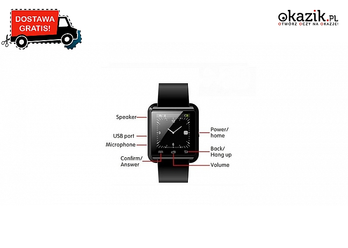 Funckjonalny smartwatch Uwatch Kompatybilny z systemem Android oraz iOS