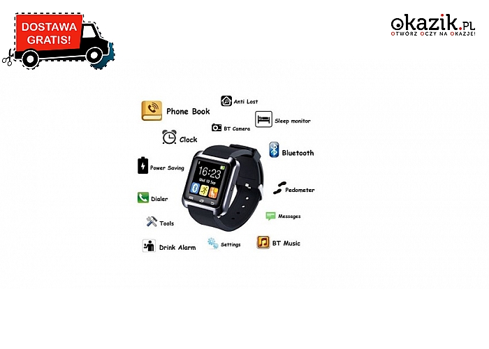Smartwatch Dustproof. Kompatybilny z Android i iOS.