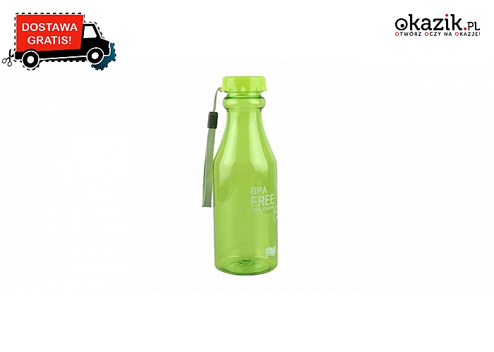 Butelka na wodę. Ekologiczna butelka na wodę wielokrotnego użytku. Pojemność 550 ml.