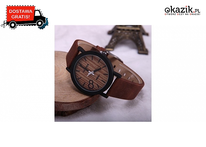 Zegarek męski stylizowany na drewniany