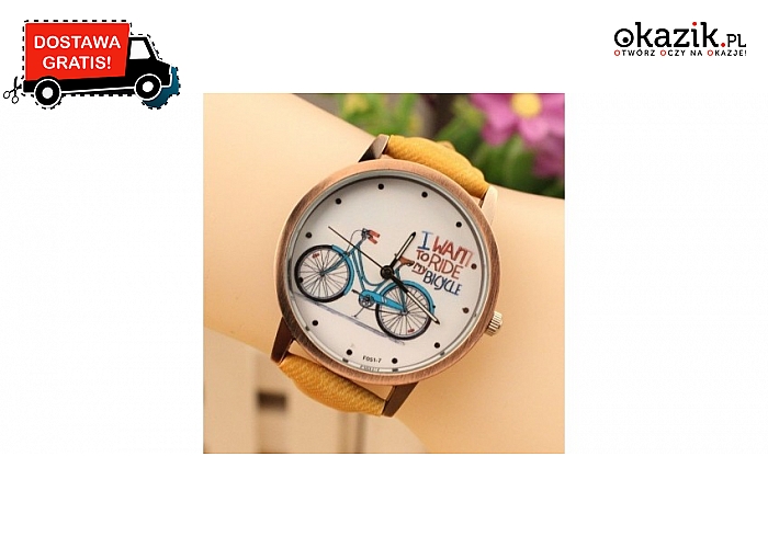 Damski zegarek z motywem roweru