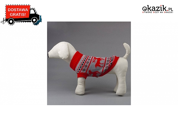 Ciepły sweterek dla psa z otworami na łapki i korpus