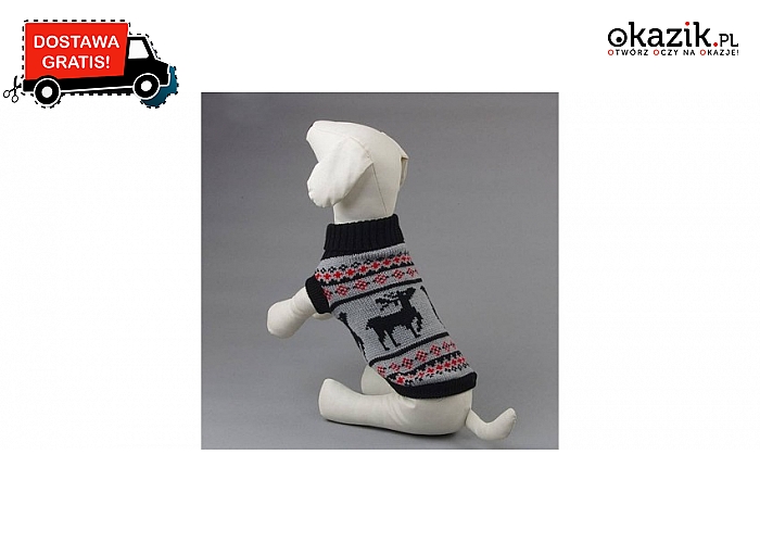 Ciepły sweterek dla psa z otworami na łapki i korpus