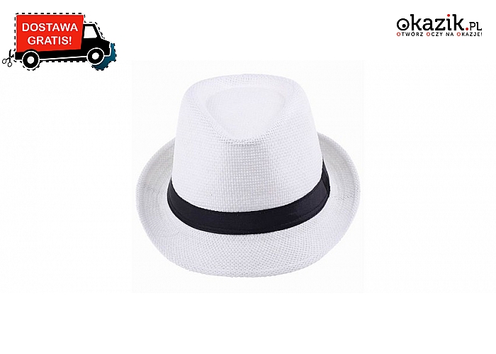 Męski kapelusz w kolorze białym
