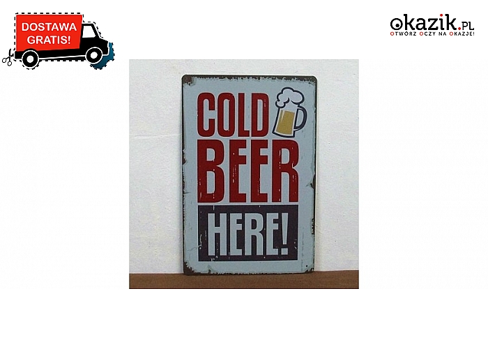 Metalowy plakat poster "Zimne piwo"