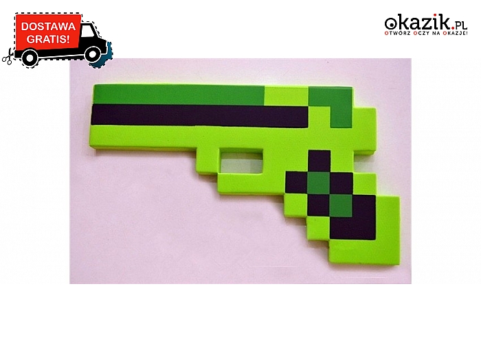 Broń z popularnej gry Minecraft. 8 rodzai do wyboru. Wymiary: miecz 61,2xx30,6x1,5 cm,