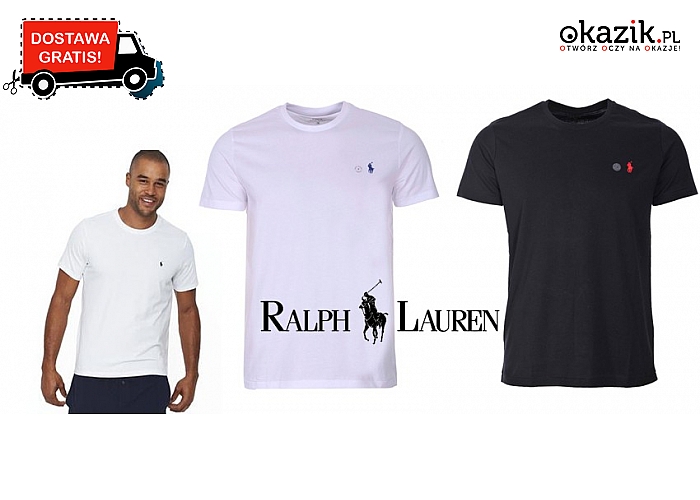 T-SHIRT RALPH LAUREN. Kolor biały lub czarny. 100% bawełna oraz 3 rozmiary do wyboru. Przesyłka w cenie!