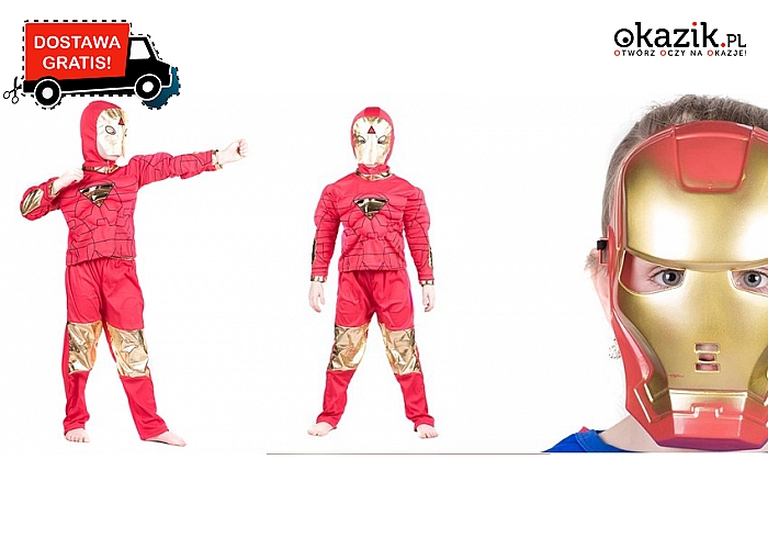 Kostium karnawałowy superbohatera – Iron Man + maska i przesyłka GRATIS!