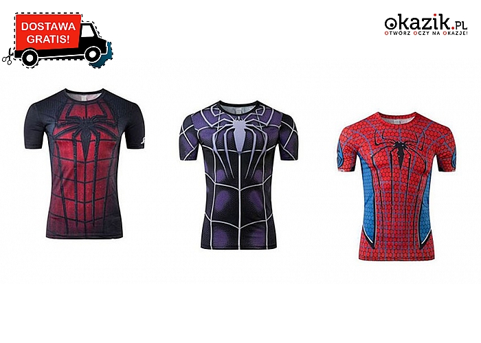 Męska koszulka termoaktywna ze Spidermanem. Rozmiary XS- XXXL! Przesyłka GRATIS! (76 zł)
