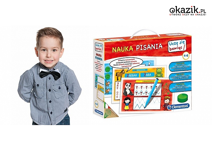 Zabawka edukacyjna NAUKA PISANIA – dziecko poznaje pismo drukowane, kursywę oraz wiele słówek.