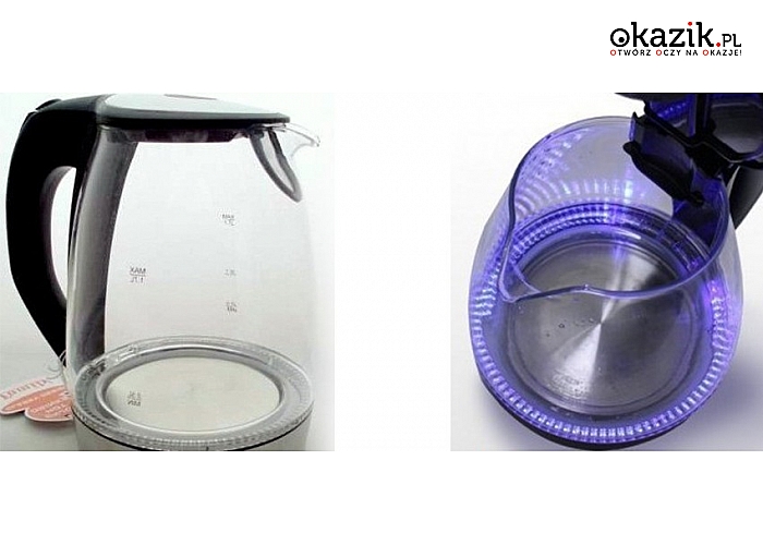 Elektryczny szklany czajnik z podświetleniem (55 zł)
