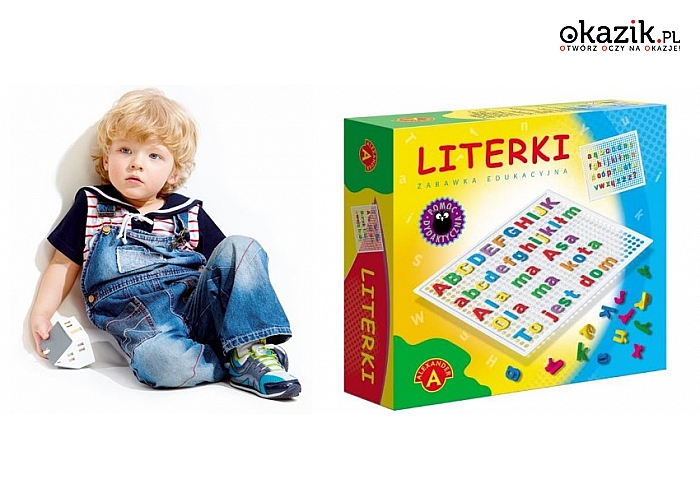 Zabawka edukacyjna LITERKI W PUDEŁKU to nauka alfabetu, wyrazów i słów, ćwiczy cierpliwość i sprawność manualną.