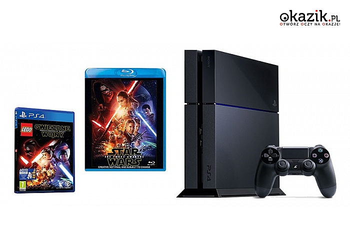 Konsola Sony PS4 1TB + LEGO Star Wars: The Force Awaken + Film Star Wars Blue Ray (1357,59 zł)