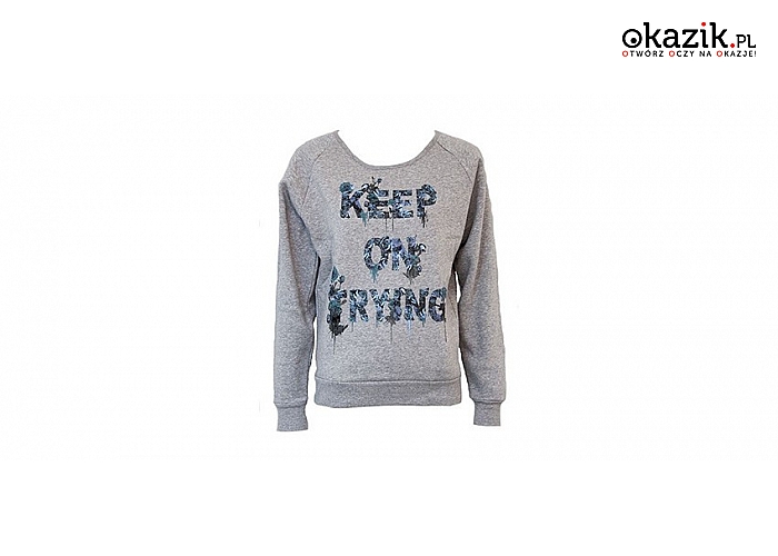 Bluza damska z napisem „KEEP ON TRYING” marki Adidas (62 zł)