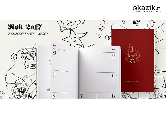 „Kalendarz Chaosu” na rok 2017 z rysunkami Antka Wajdy, dwa modele do wyboru, różne kolory. (od 22 zł)