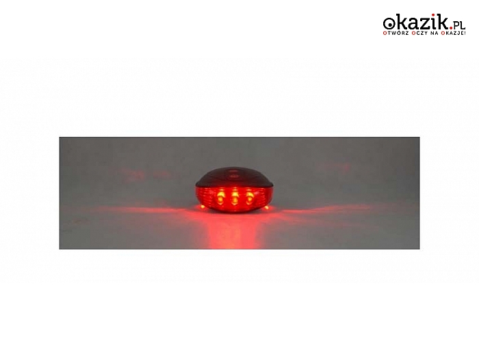 Oświetlenie rowerowe barwy czerwonej: tylne światło LED + 2 lasery. (32 zł)