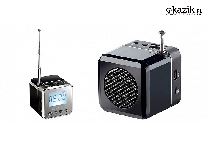 Ciesz się muzyką! Mini stacja MP3 z radiem, zegarem i wbudowanym głośnikiem  (119 zł)