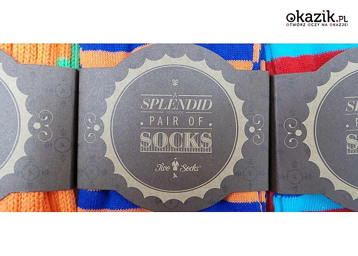 Zestaw 4 par skarpetek męskich kolorowych angielskiej marki TWO SOCKS. Wykonane z naturalnego włókna. OSTATNIE SZTUKI!!!