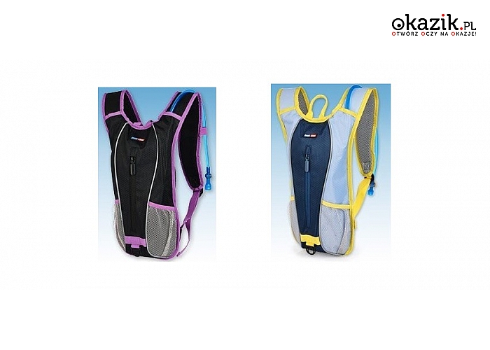 Profesjonalny plecak rowerowy z bułakiem w dwóch modnych kolorach. Pojemność 1,5l