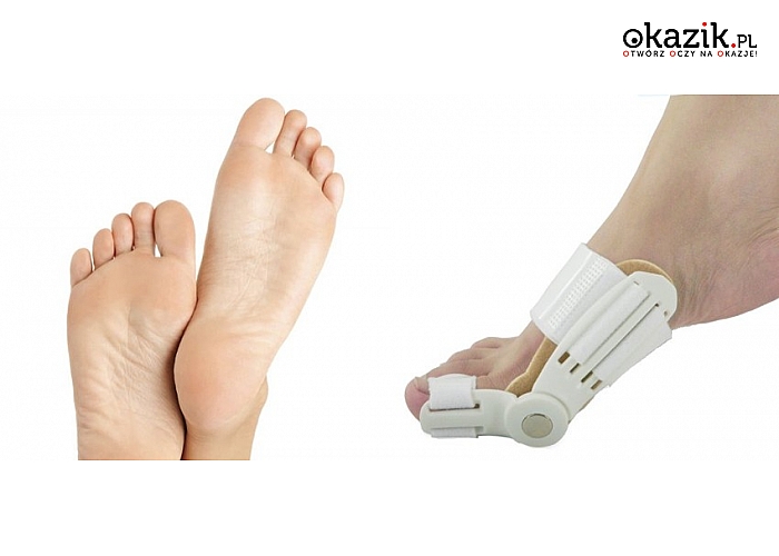 Opaska korekcyjna na stopę: redukuje haluksy, chroni przed ich powiększaniem się oraz zmniejsza ból. (14,90 zł)