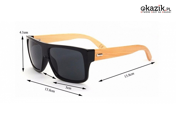 Stylowe okulary przeciwsłoneczne z bambusowego drewna: z antyrefleksem i filtrem UV 400, 4 warianty kolorystyczne.