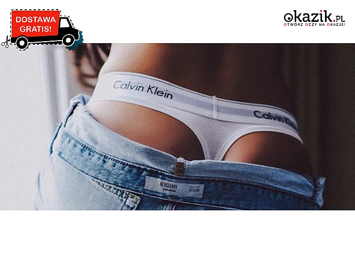 Wygodne, damskie stringi Calvin Klein, zestaw 3 par, w różnych kolorach. Wysyłka GRATIS! (59.99 zł)