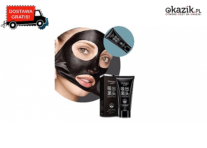 Czarna maska marki BIOAQUA peelingująca skórę twarzy. Bardzo silny efekt terapeutyczny. Wysyłka GRATIS! (19.90 zł)
