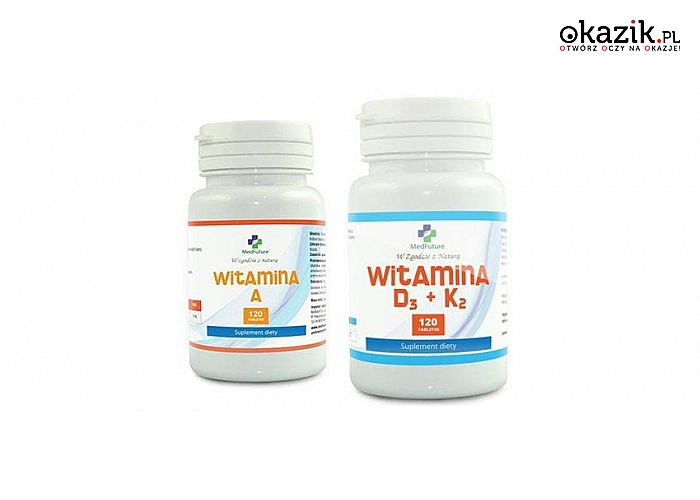 Zdrowe serce i kości! Suplement diety- witamina D3 i K2 lub witamina A w kapsułkach. (od 32 zł)