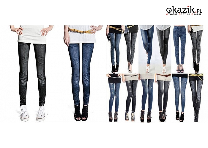 Modne legginsy z jeansowy wzór. 16 modeli do wyboru (22 zł)