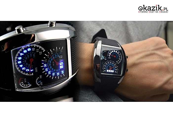 Elektroniczny zegarek męski w stylu Formuły 1 – dla miłośników motoryzacji. (23,90 zł)