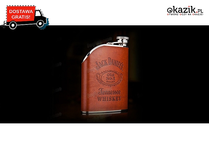 Oryginalna Piersiówka Jack Daniels 180 ml w skórzanym obiciu(64.99zł)