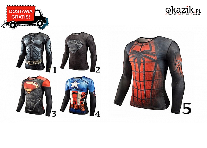 Męskie koszulki termoaktywne dla sportowców z motywami z komiksów Marvela. Duży wybór rozmiarów i motywów.