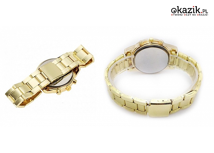 Elegancki zegarek damski Geneva: z elegancką bransoletą i kryształkami, do wyboru: srebrny lub złoty. (40 zł)